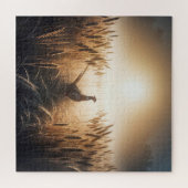 Pheasant in een tarweveld legpuzzel (Horizontaal)