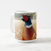 Pheasant in Gouden Tarweveld met Boerderij Koffiemok (Voorkant links)