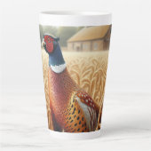 Pheasant in Gouden Tarweveld met Boerderij Latte Mok (Voorkant)