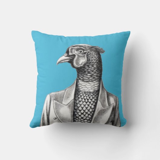Pheasant in Smart Jacket (Old-School Blue) Kussen (Achterkant)