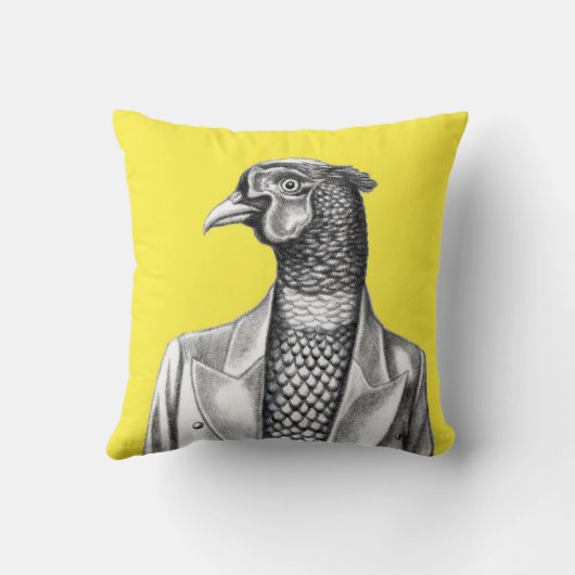 Pheasant in Smart Jacket (Retro Geel) Kussen (Achterkant)