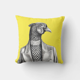 Pheasant in Smart Jacket (Retro Geel) Kussen