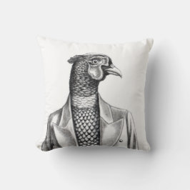 Pheasant in Smart Jacket (Sneeuw) Kussen