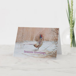 Pheasant in sneeuw Seizoenen Groetjes Kunst Feestdagen Kaart