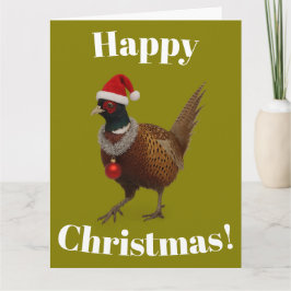 Pheasant looking festive Christmas card Kaart