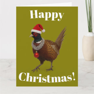 Pheasant looking festive Christmas card Kaart
