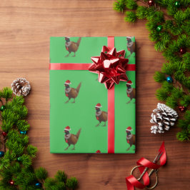 Pheasant on green Christmas gift wrapping paper Cadeaupapier