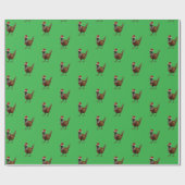 Pheasant on green Christmas gift wrapping paper Cadeaupapier (Vlak)