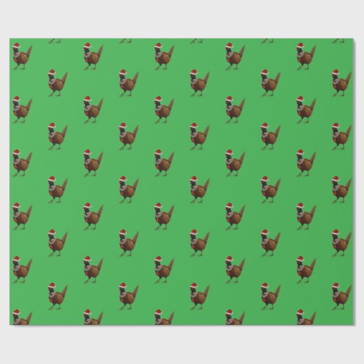 Pheasant on green Christmas gift wrapping paper Cadeaupapier (Vlak)