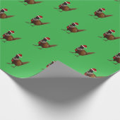 Pheasant on green Christmas gift wrapping paper Cadeaupapier (Hoek)