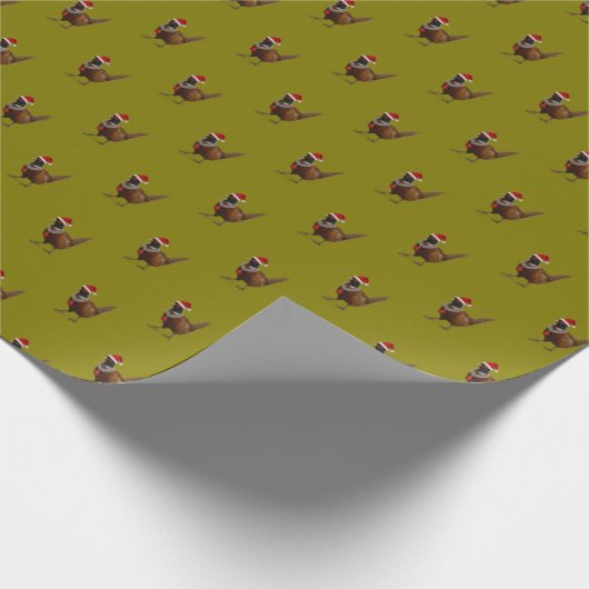 Pheasant on sage Christmas gift wrapping paper Cadeaupapier (Hoek)