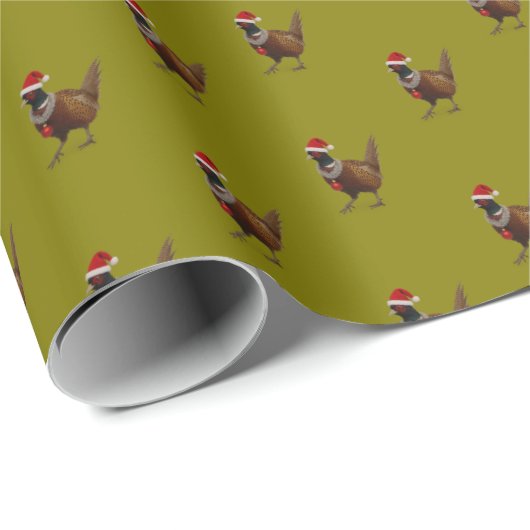 Pheasant on sage Christmas gift wrapping paper Cadeaupapier (Rol Hoek)