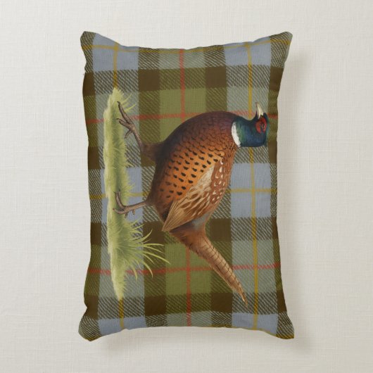 Pheasant on Tartan / Tweed Cushion Home Decor Accent Kussen (Voorkant(Verticaal))
