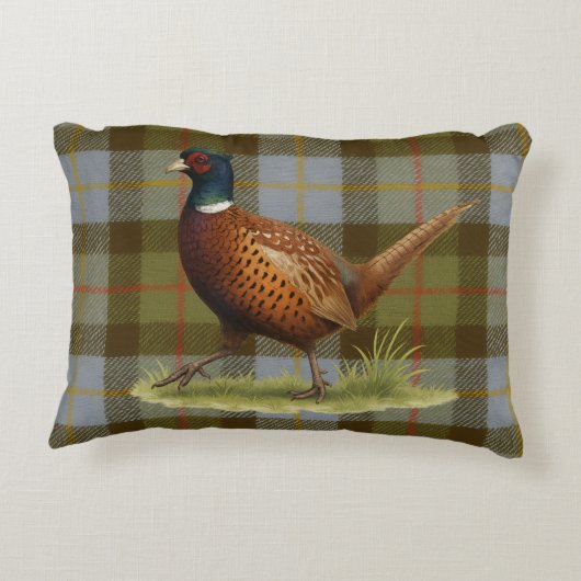 Pheasant on Tartan / Tweed Cushion Home Decor Accent Kussen (Achterkant)