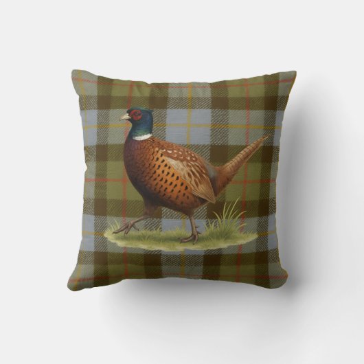 Pheasant on Tartan / Tweed Cushion Home Decor Kussen (Achterkant)
