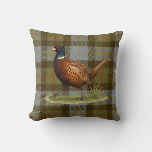 Pheasant on Tartan / Tweed Cushion Home Decor Kussen (Voorkant)