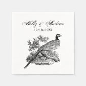  Pheasant op Branch w / Trees Drawing # 2 Servet (Voorkant)