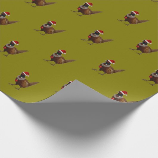 Pheasant pattern Christmas gift wrapping paper Cadeaupapier (Hoek)
