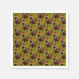 Pheasant pattern Christmas paper party napkins Servet