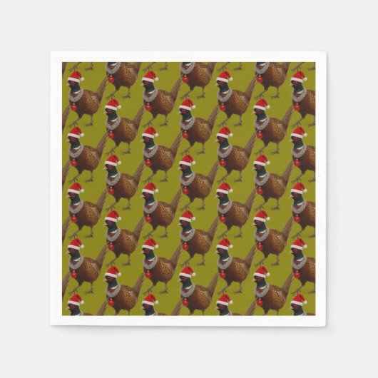 Pheasant pattern Christmas paper party napkins Servet (Voorkant)