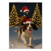 Pheasant riding Springer Spaniel Christmas card (Voorkant)