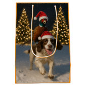 Pheasant riding Springer Spaniel Christmas card Medium Cadeauzakje (Achterkant)