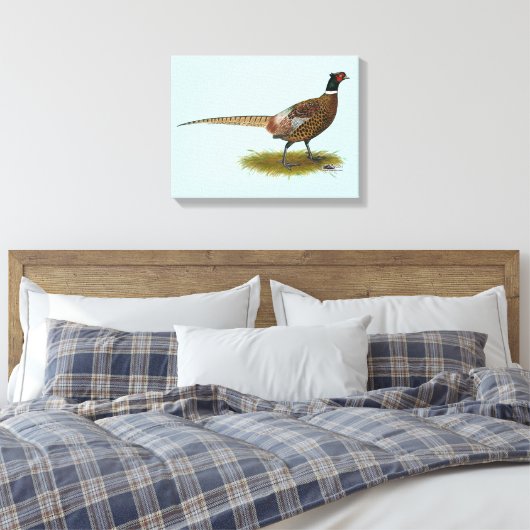 Pheasant Rooster Canvas Afdruk (Insitu (Slaapkamer))
