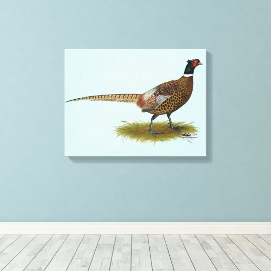 Pheasant Rooster Canvas Afdruk (Insitu (Houten vloer))