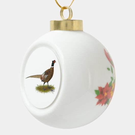 Pheasant Rooster Keramische Bal Ornament (Rechts)