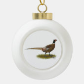Pheasant Rooster Keramische Bal Ornament (Voorkant)