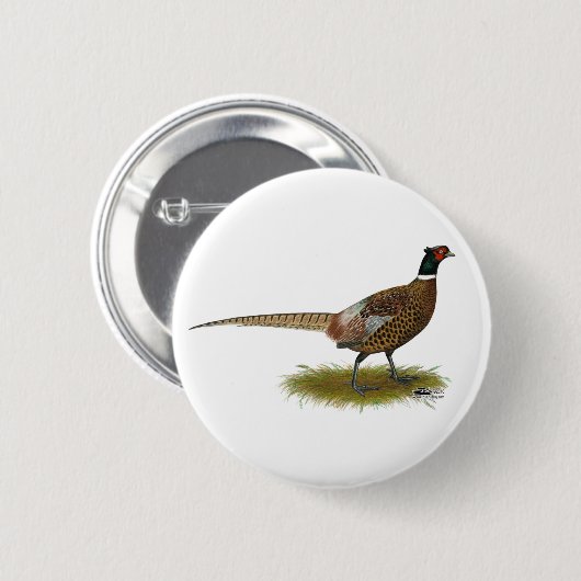 Pheasant Rooster Ronde Button 5,7 Cm (Voorkant /achterkant)