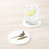 Pheasant Rooster Zandsteen Onderzetter (Zijkant)