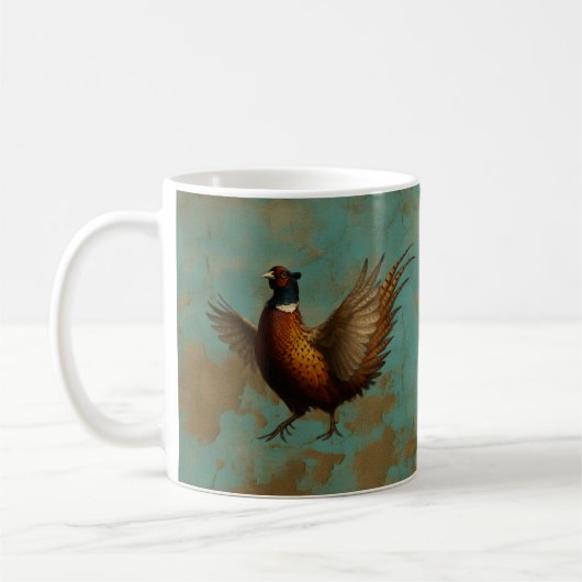 Pheasant strutting design koffiemok (Links)