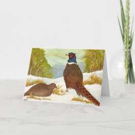 Pheasants in Snow Greetings Kaart
