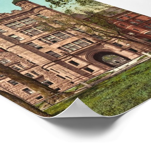 Phelps Hall en gateway, Yale College rare Photoch Poster (Hoek)