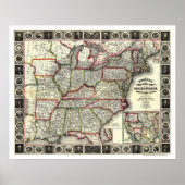 Phelps United States Map 1852 Poster (Voorkant)