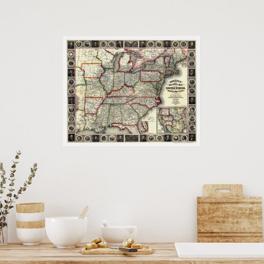 Phelps United States Map 1852 Poster (Keuken)