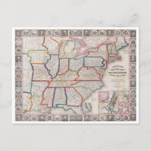  Phelps's National Map of the United States Briefkaart (Voorkant)