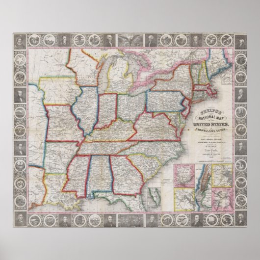  Phelps's National Map of the United States Poster (Voorkant)
