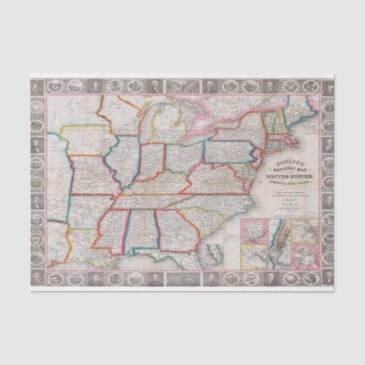 Phelps's National Map of the United States Tissuepapier (Voorkant)