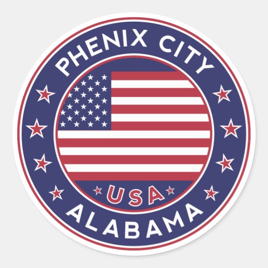 Phenix, Alabama Ronde Sticker (Voorkant)