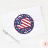 Phenix, Alabama Ronde Sticker (Envelop)