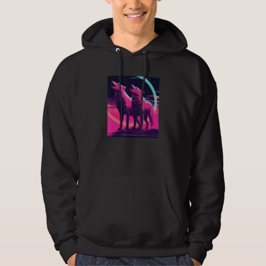 Phenomenal Howling Wolves Wolf Pack Retro Awesomen Hoodie (Voorkant)