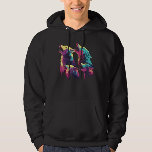 Phenomenal Howling Wolves Wolf Pack Retro Awesomen Hoodie (Voorkant)