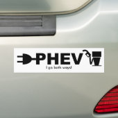 PHEV pomp en stekker, ik ga beide kanten op! Bumpersticker (Op auto)