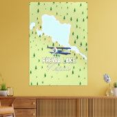 Phewa Lake Nepal reis kaart Canvas Afdruk (Insitu (Woonkamer))