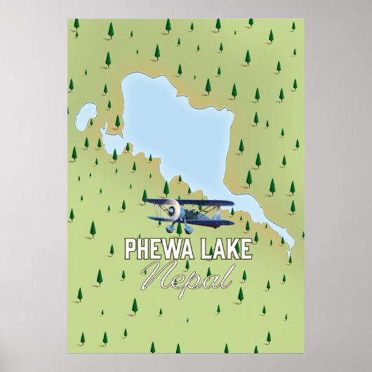 Phewa Lake Nepal reiskaart Poster (Voorkant)