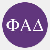Phi Alpha Delta Griekse Letters Ronde Sticker (Voorkant)