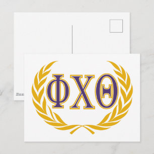 Phi Chi Theta Griekse letters met krans Briefkaart