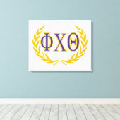 Phi Chi Theta | Griekse letters met krans Canvas Afdruk (Insitu (Houten vloer))